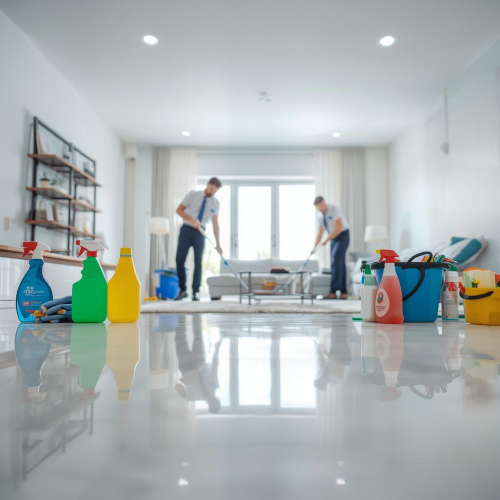 Limpeza Profunda da Pure Task & Clean Go em uma sala de estar com superfícies brilhantes e organizadas.